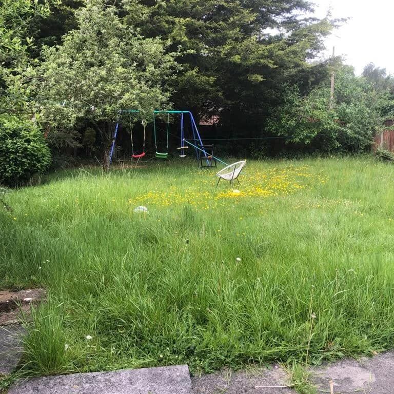 Before: A family garden brought back to a lawn the children can use again.